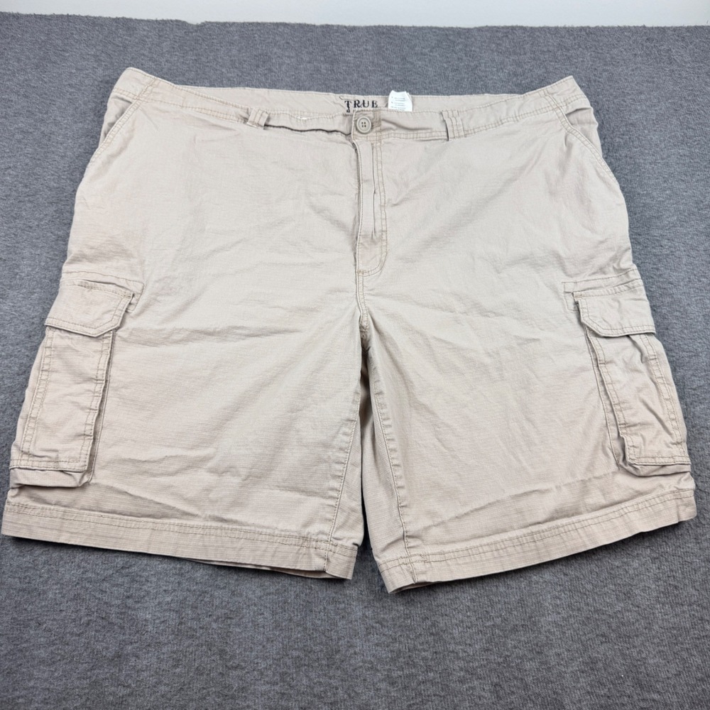 True Nation Cargo Shorts Men's 48 Tan Ripstop Cotton Blend Casual Utility Hiking
